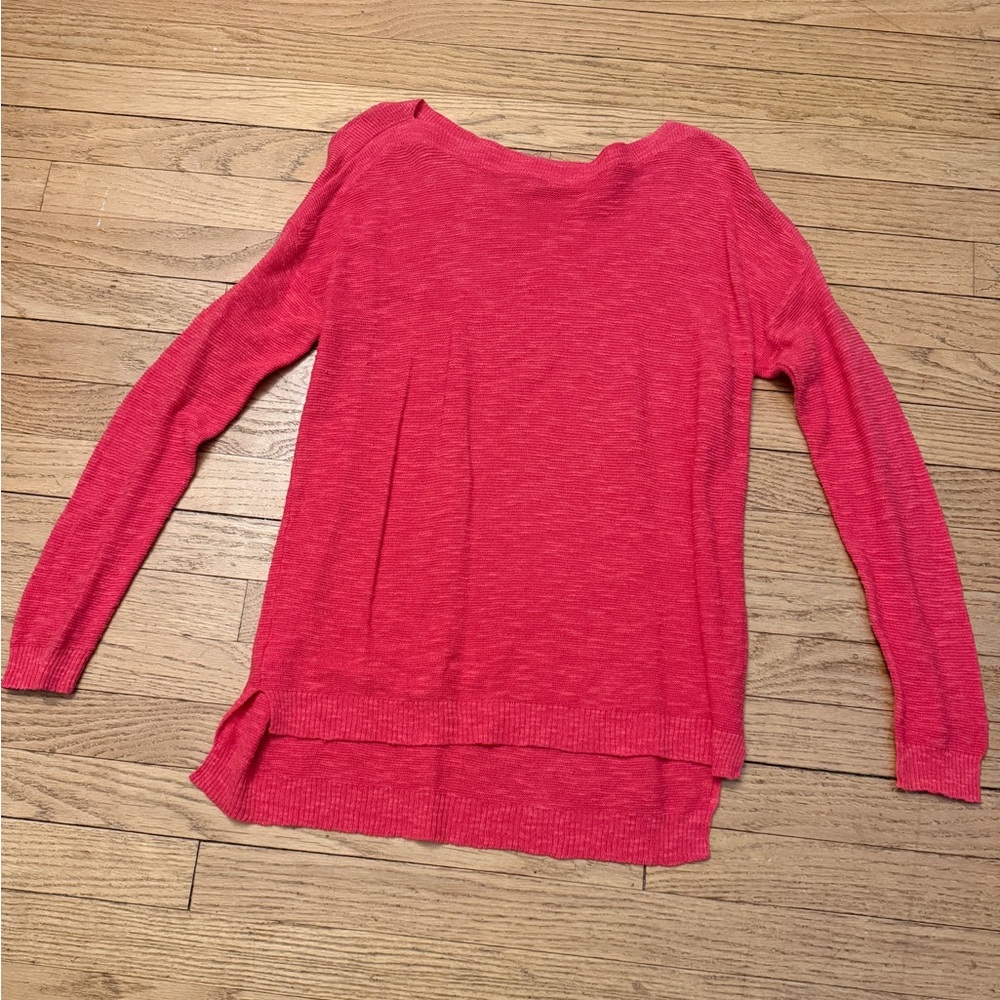 Eileen Fisher Pink Flora Organic Linen Cotton Sweater – Size Large